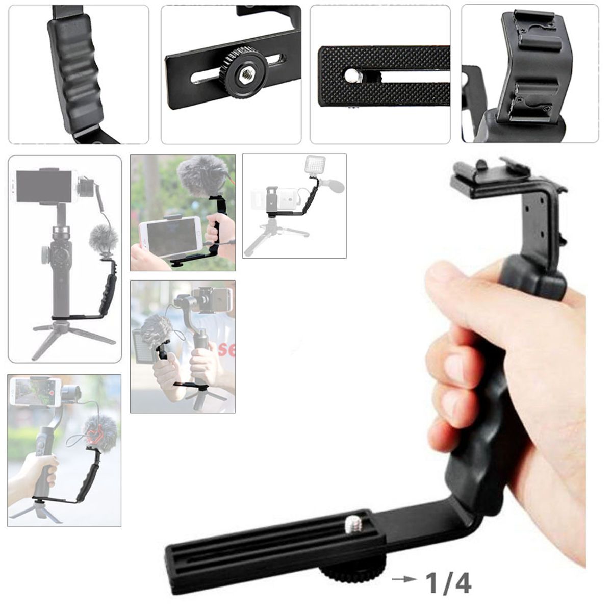 GENERICO - Sujetador L Bracket Zapata para camaras leds fotografia video microfonos - Gimbal