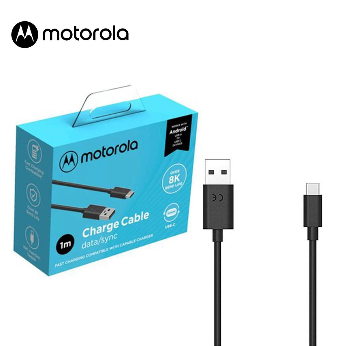 MOTOROLA - Cable De Carga y Datos SJ6473 Usb-A a Usb-C 1m Negro
