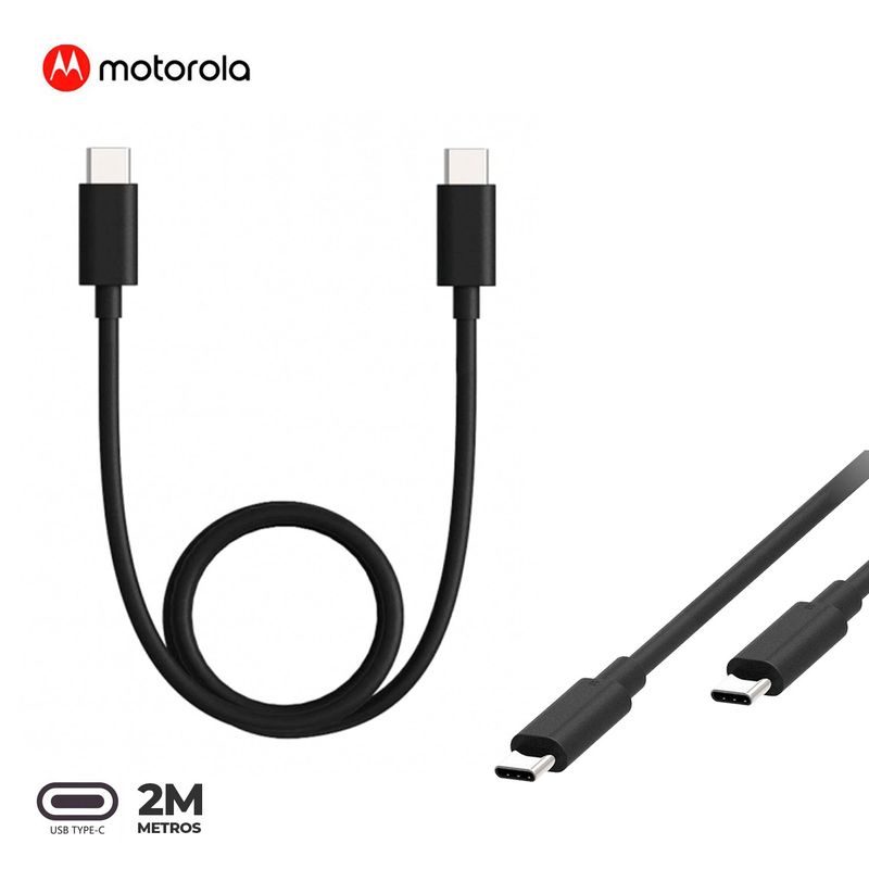 MOTOROLA - Cable de Carga y Datos USB-C a USB-C 2m Negro