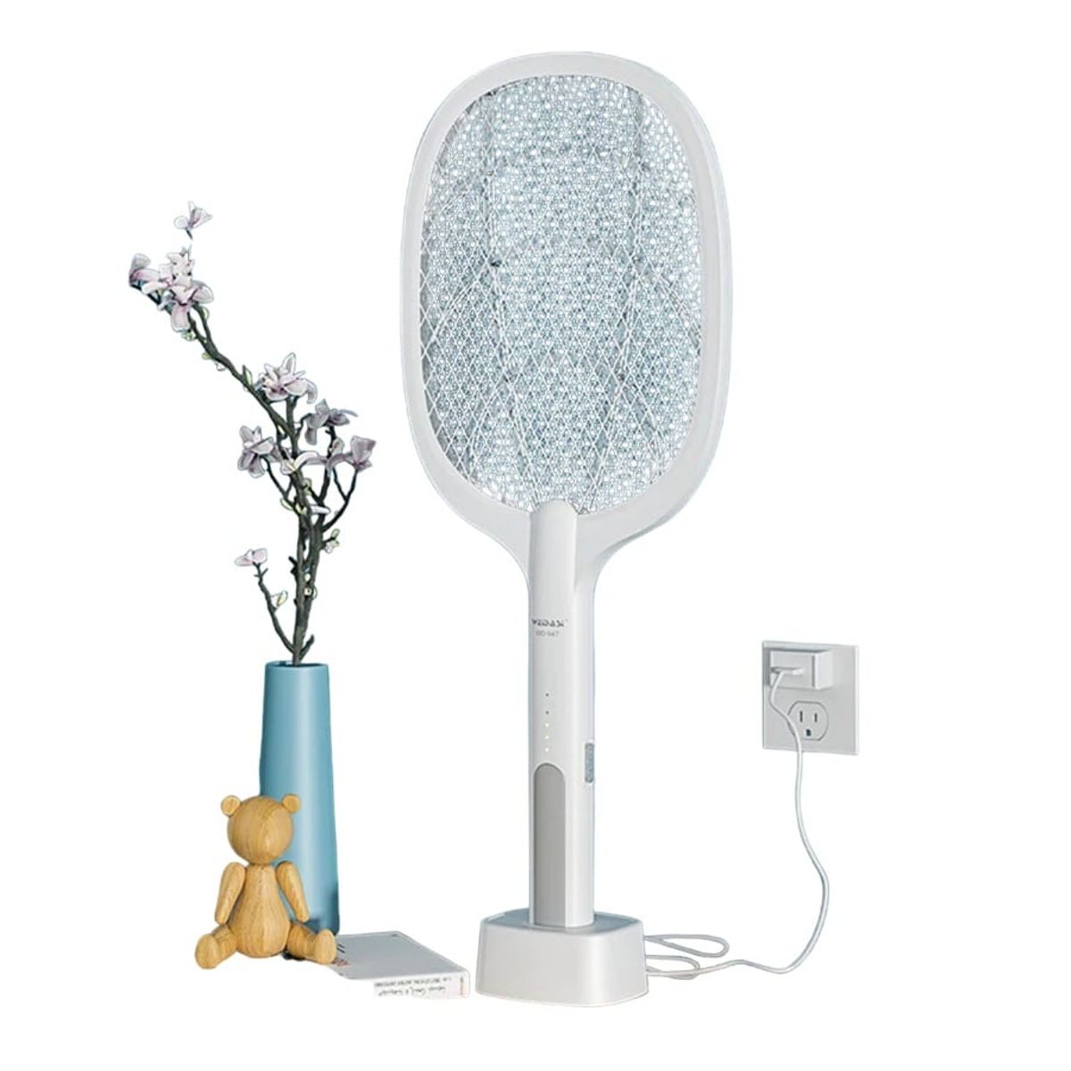 GENERICO - RAQUETA BLANCA ELÉCTRICA RECARGABLE MATA MOSCAS E INSECTOS