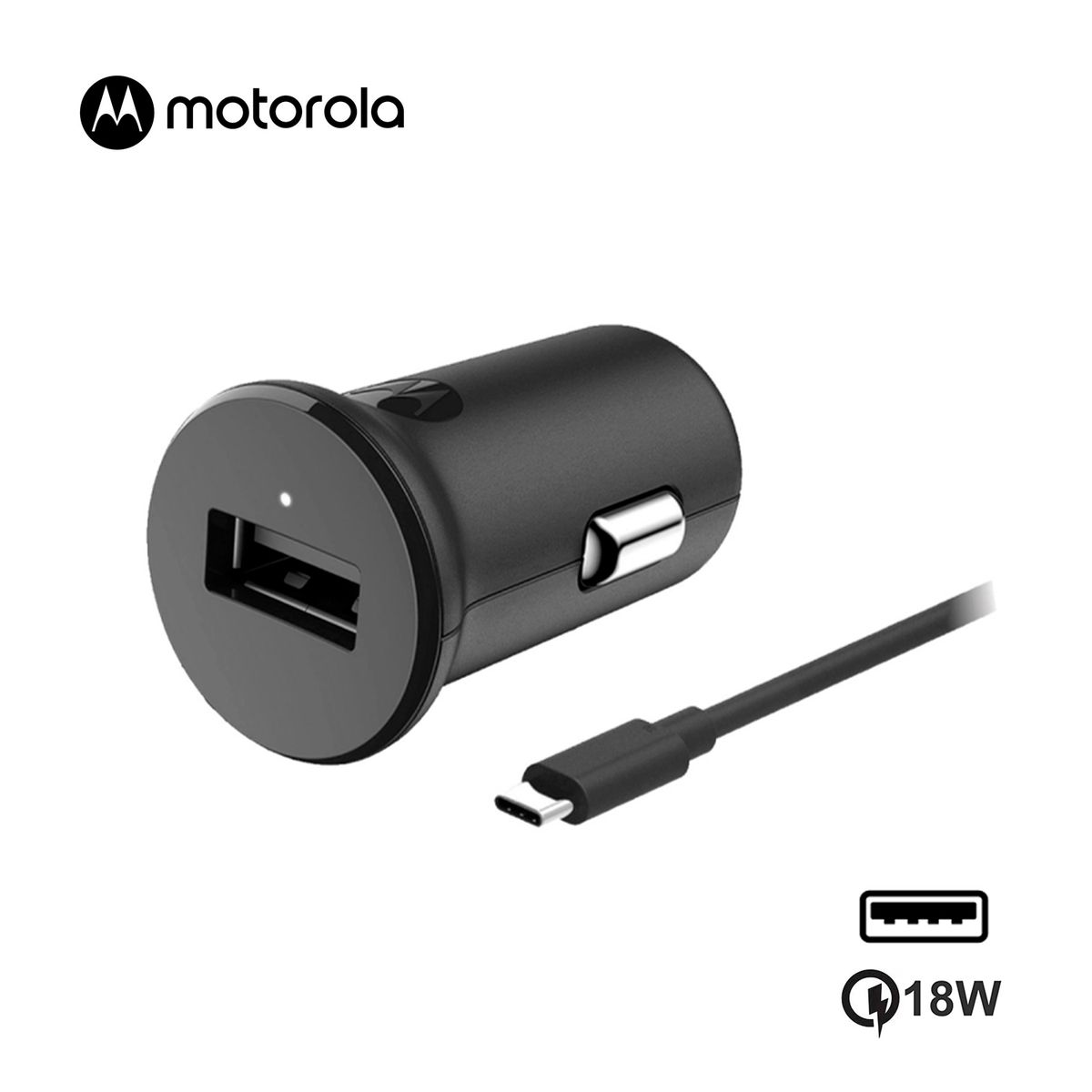 MOTOROLA - Cargador Auto 18w Turbopower Puerto usb-a SJV100 Cable usb-c