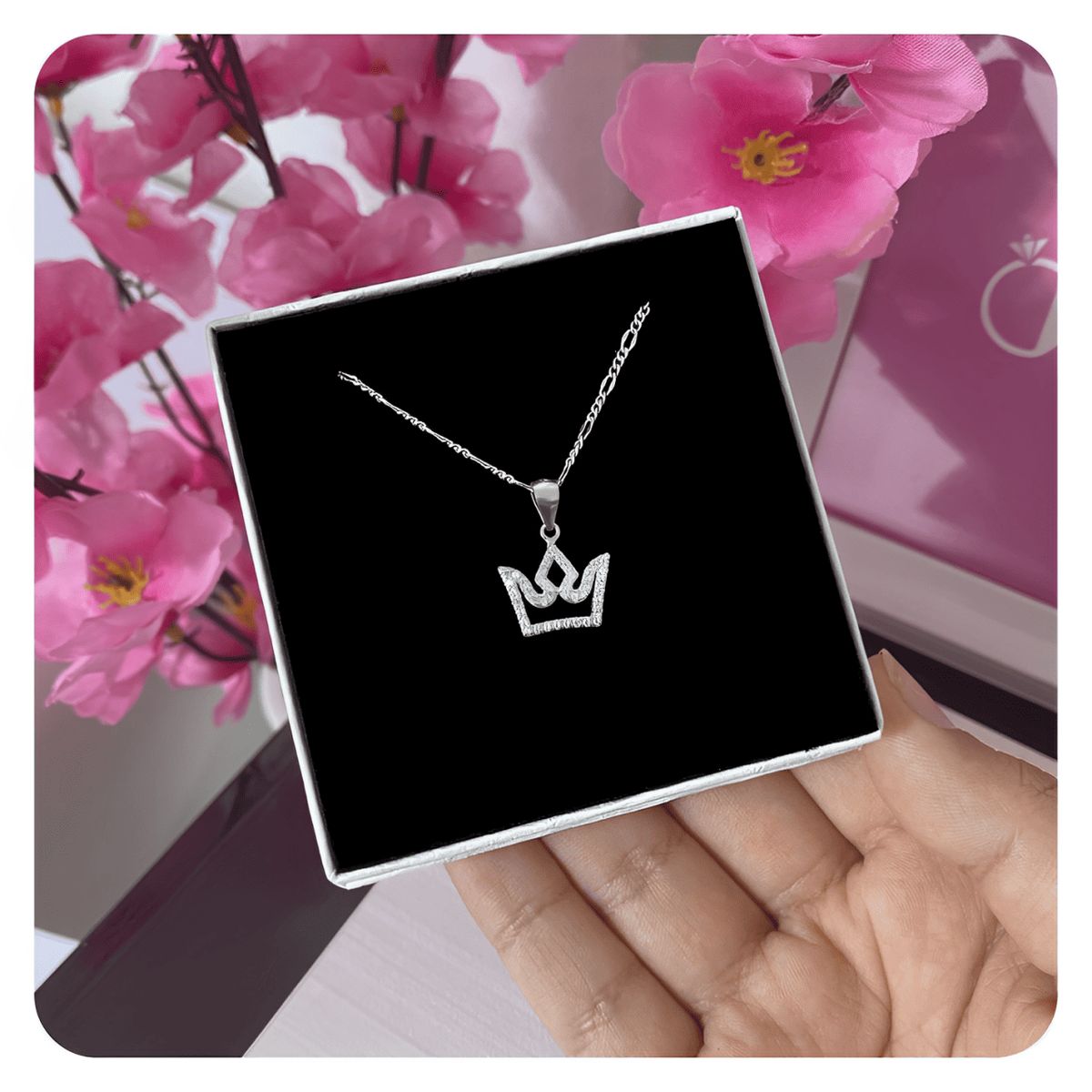 GENERICO - Collar Mujer Corona Circonitas Regalo Mamá Joya Plata 925