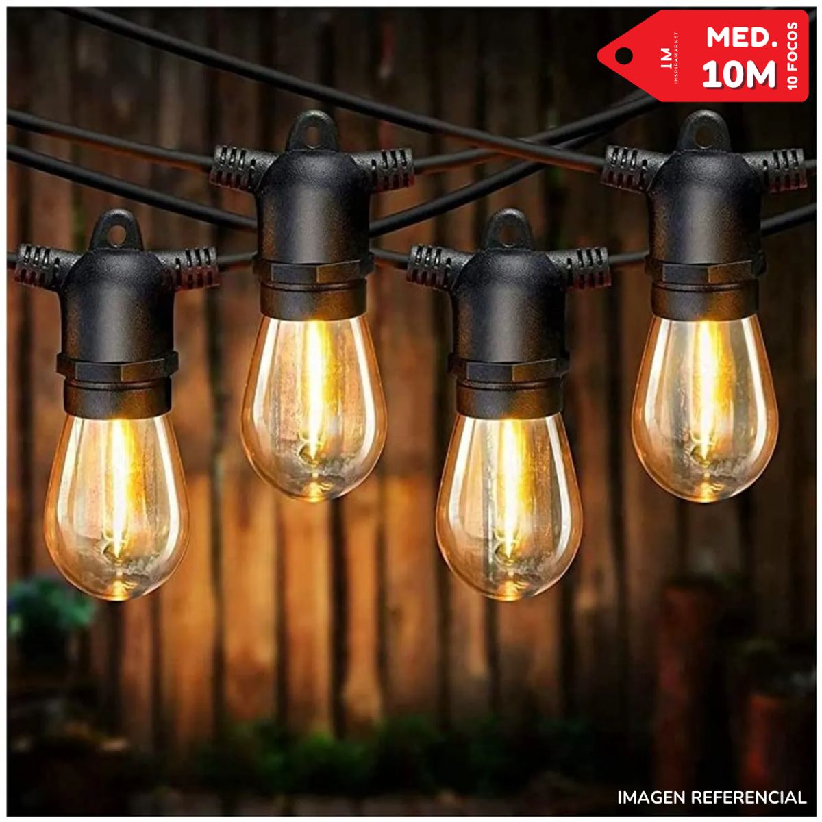 INSPIRA MARKET - Guirnalda colgante para luces cadena exterior interior 10m con 10F