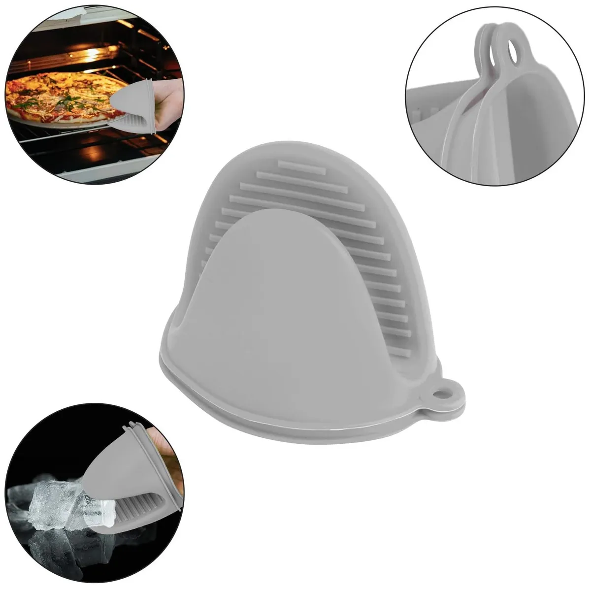 GENERICO - MANOPLAS PARA COCINA  ANTIQUEMADURAS DE SILICONA PLOMO