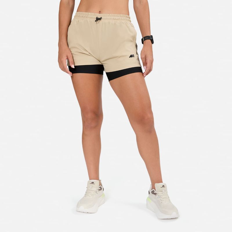 NEW ATHLETIC - Short Biker New Athletic Catalina Beige Con Negro Mujer