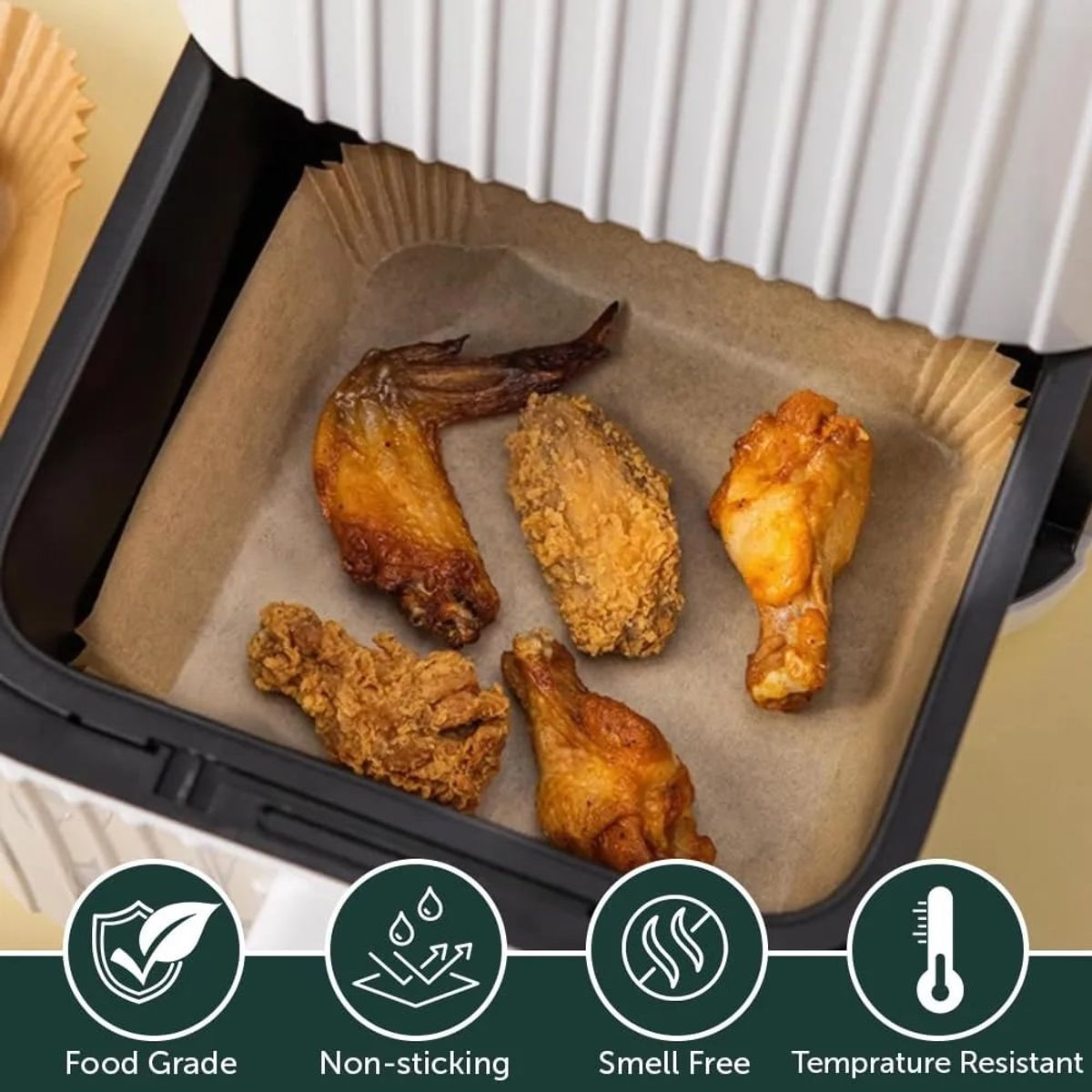 OTTOWARE - Papel Cuadrado Antiadherente para Freidora de Aire