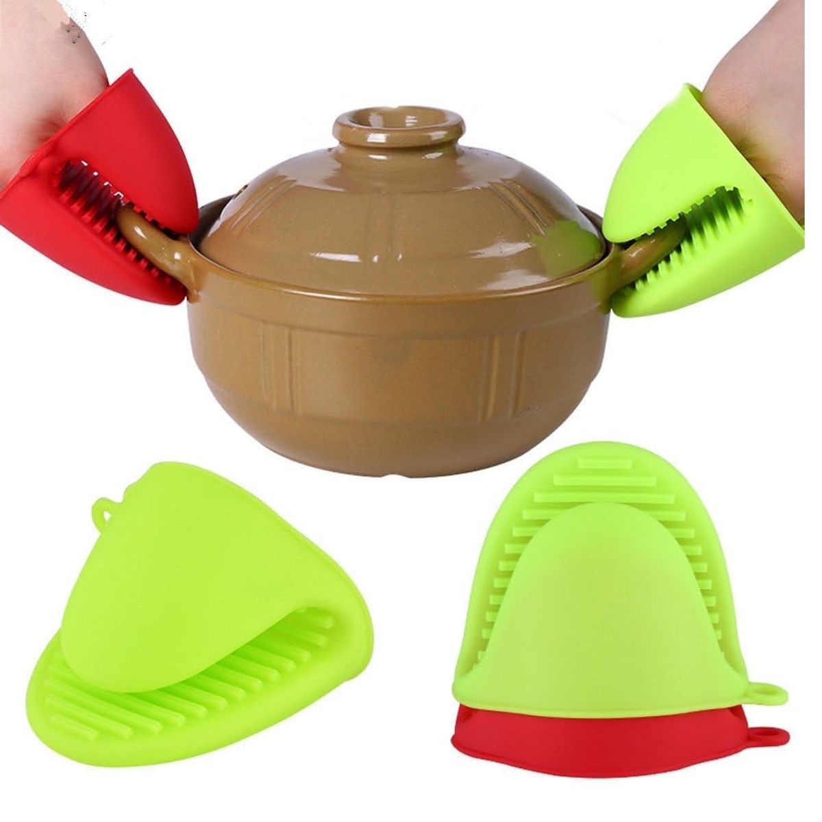 GENERICO - MANOPLAS PARA COCINA  ANTIQUEMADURAS DE SILICONA VERDE