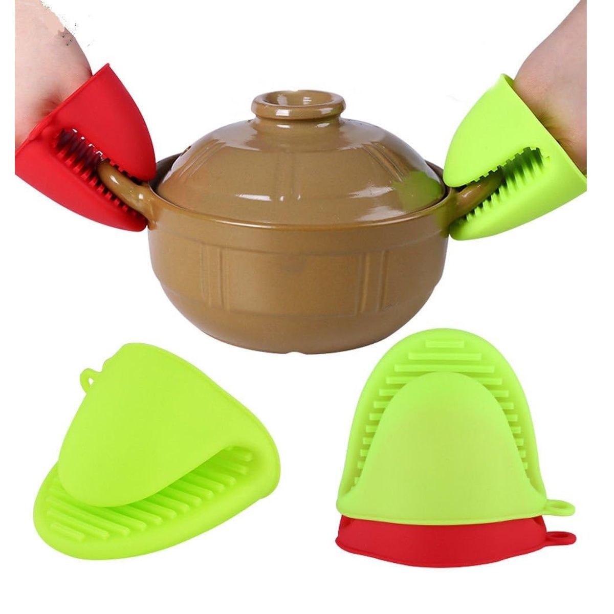 GENERICO - MANOPLAS PARA COCINA  ANTIQUEMADURAS DE SILICONA VERDE