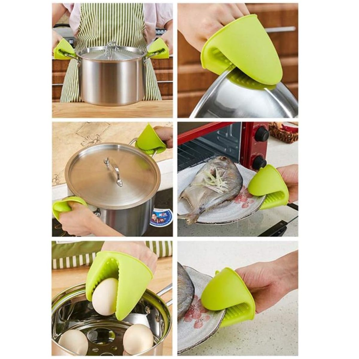 GENERICO - MANOPLAS PARA COCINA  ANTIQUEMADURAS DE SILICONA VERDE