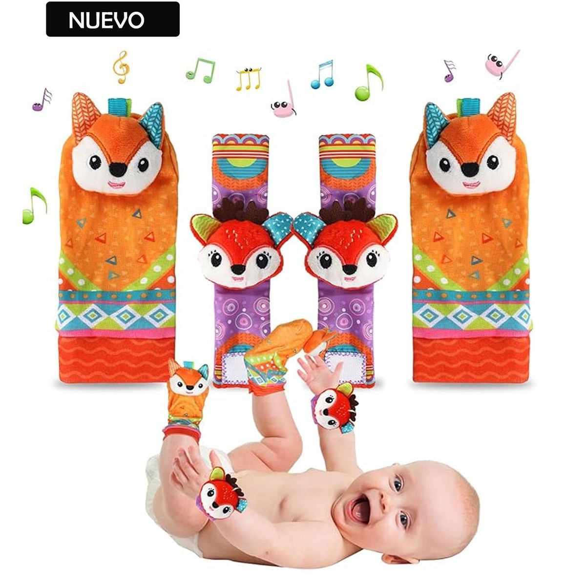 GENERICO - Set de Sonajeros Medias Muñequeras Estimulación Bebé