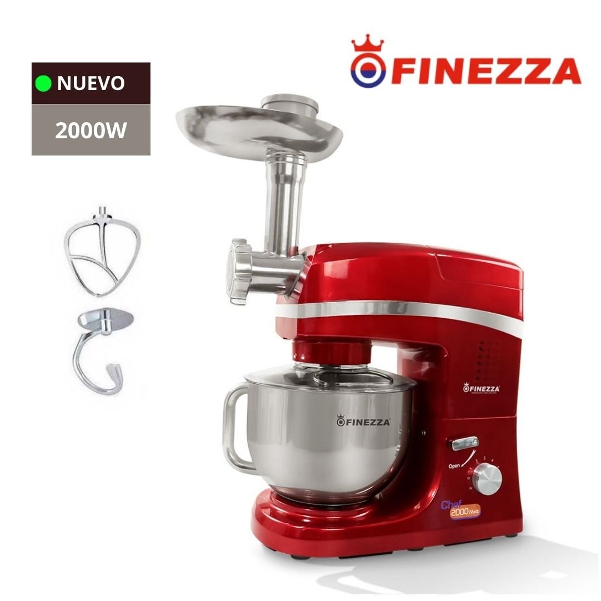 FINEZZA - BATIDORA FINEZZA DE 2000W y 5.2 Lts CON MOLEDOR DE CARNE