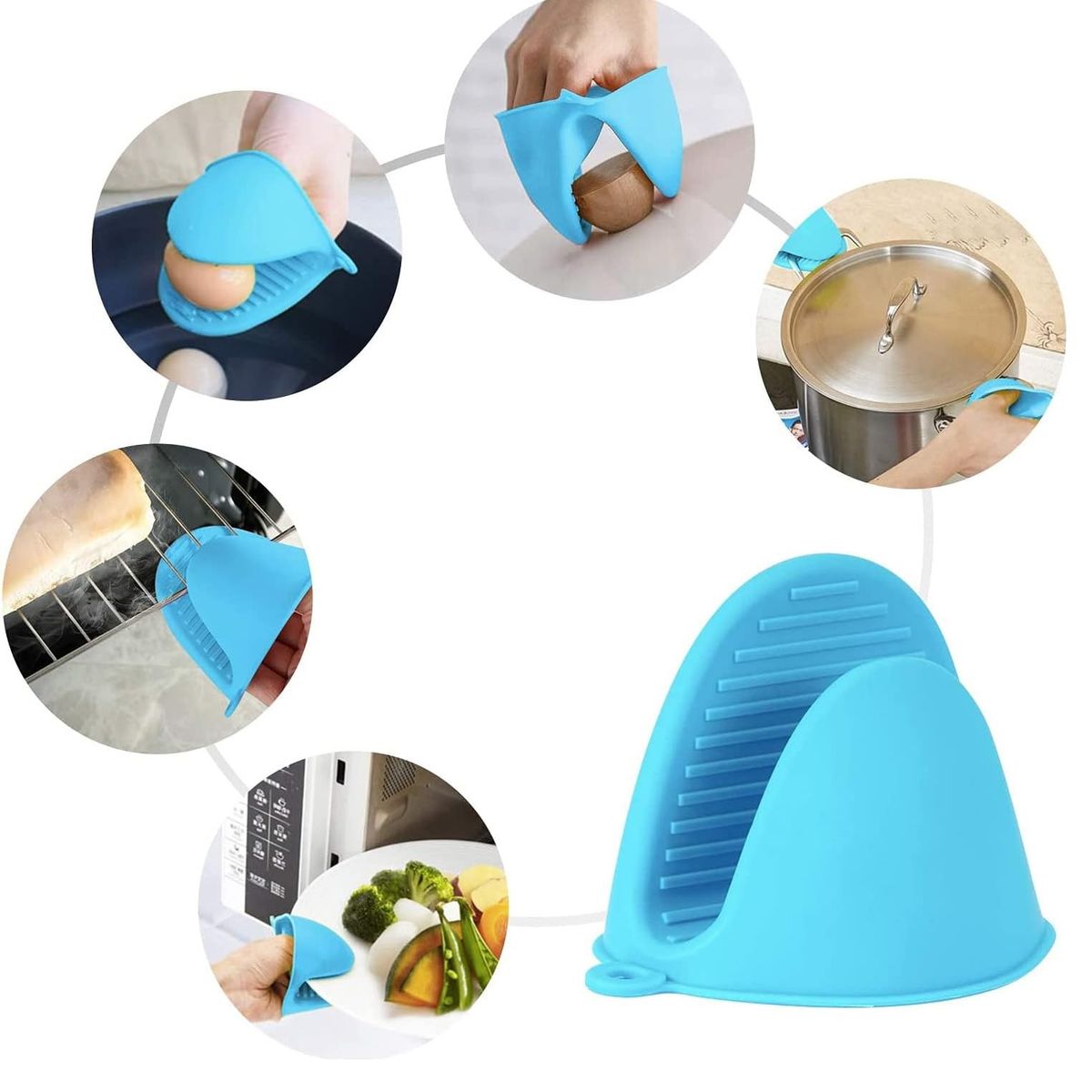 GENERICO - GUANTES CELESTE DE HORNO DE GOMA PARA COCINA DE COCINA