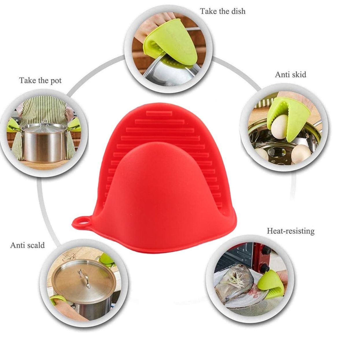 GENERICO - GUANTES PARA HORNO ANTIQUEMADURAS DE SILICONA ROJO