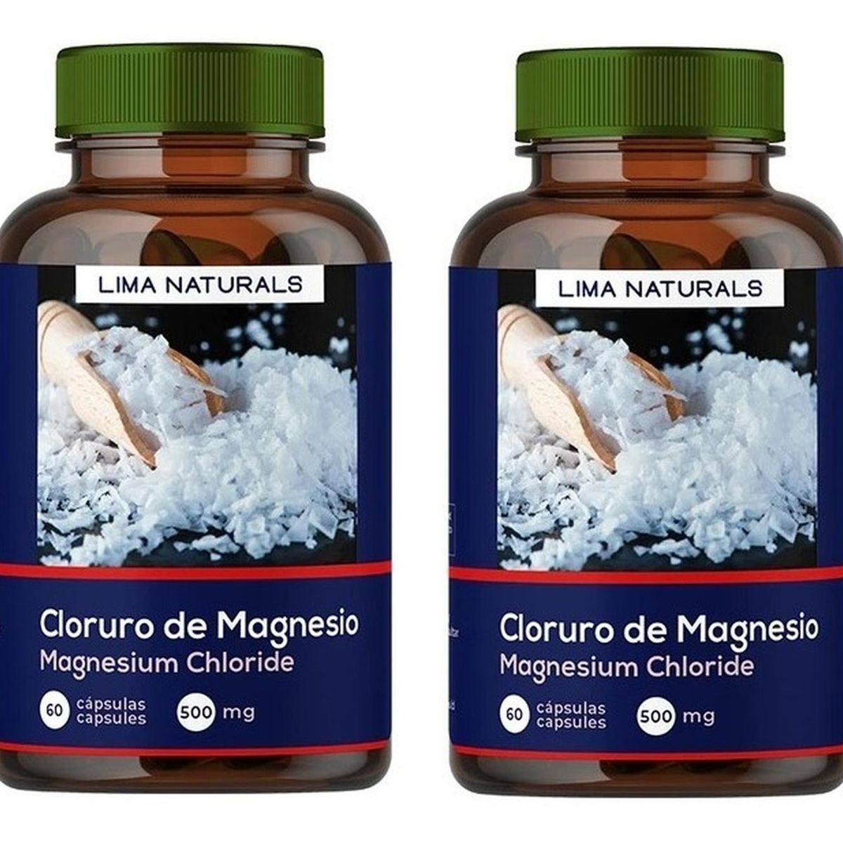 LIMA NATURALS - Pack 02 Frascos Cloruro de Magnesio Lima Naturals 60 Capsulas