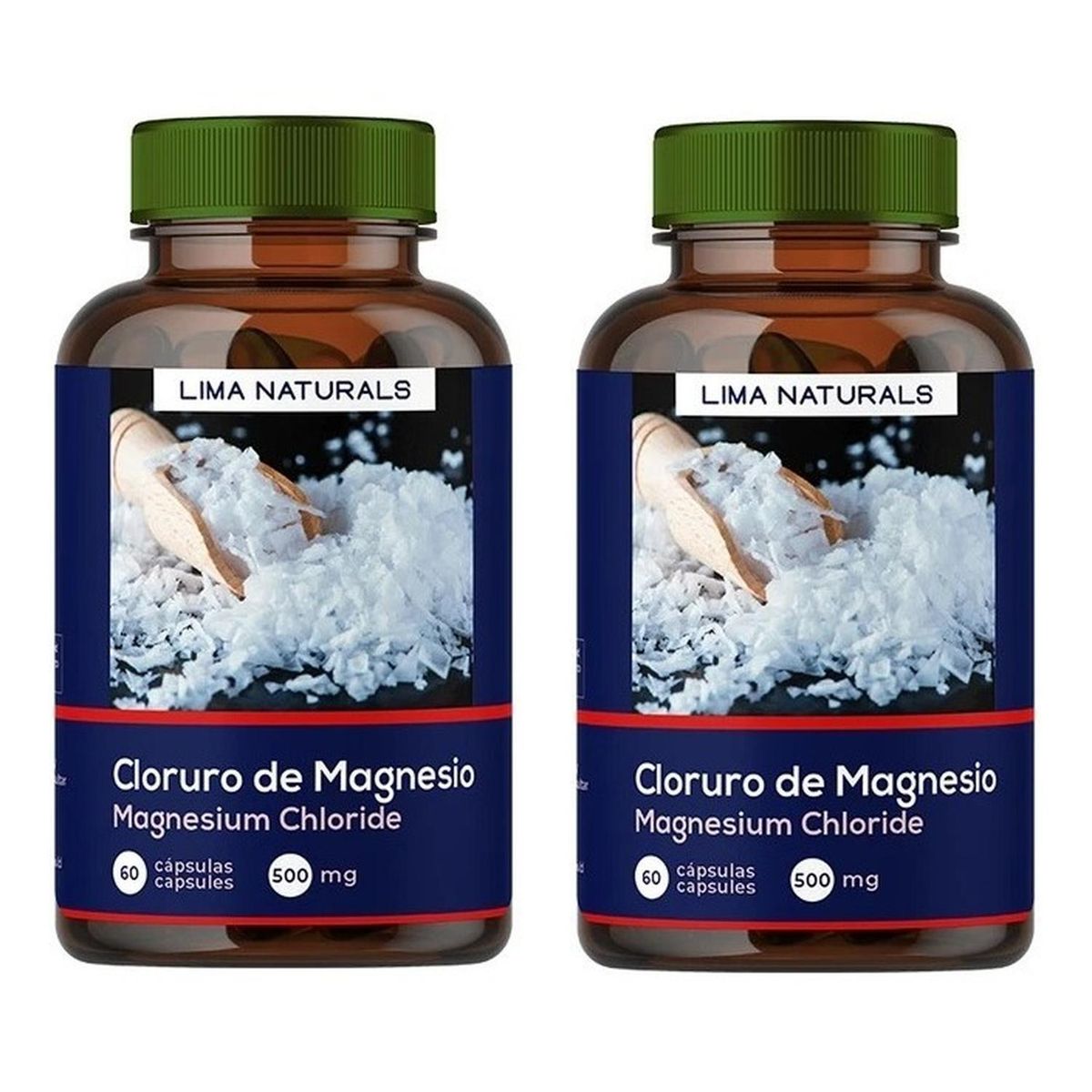 LIMA NATURALS - Pack 02 Frascos Cloruro de Magnesio Lima Naturals 60 Capsulas