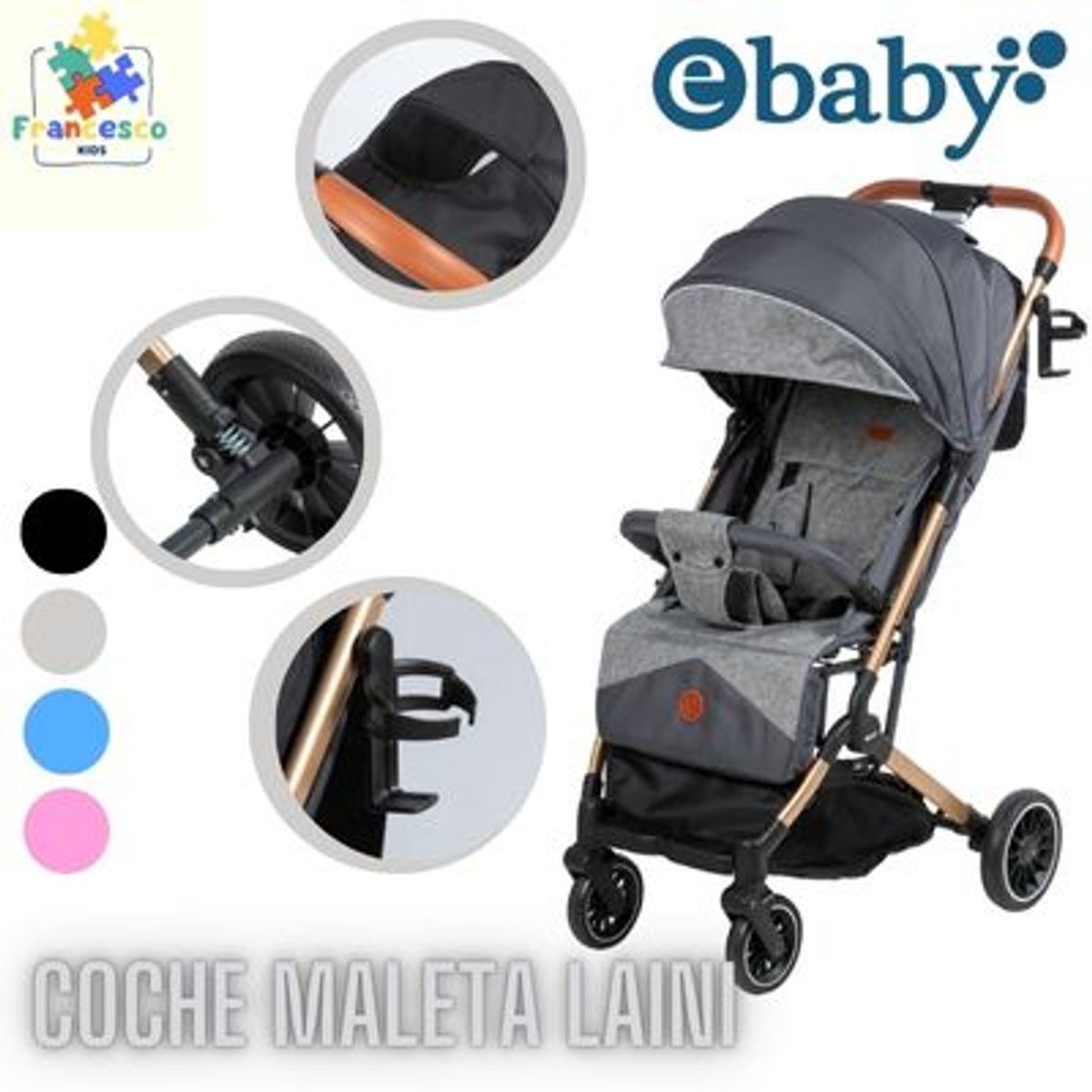 EBABY - COCHE MALETA LAINI - GRIS