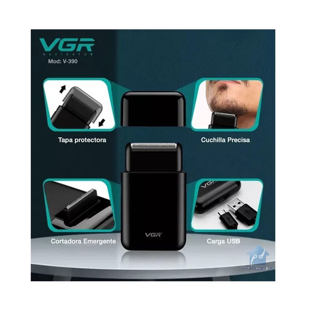 GENERICO - Afeitadora Vgr V-390 Mini Shaver  Recargable Negro