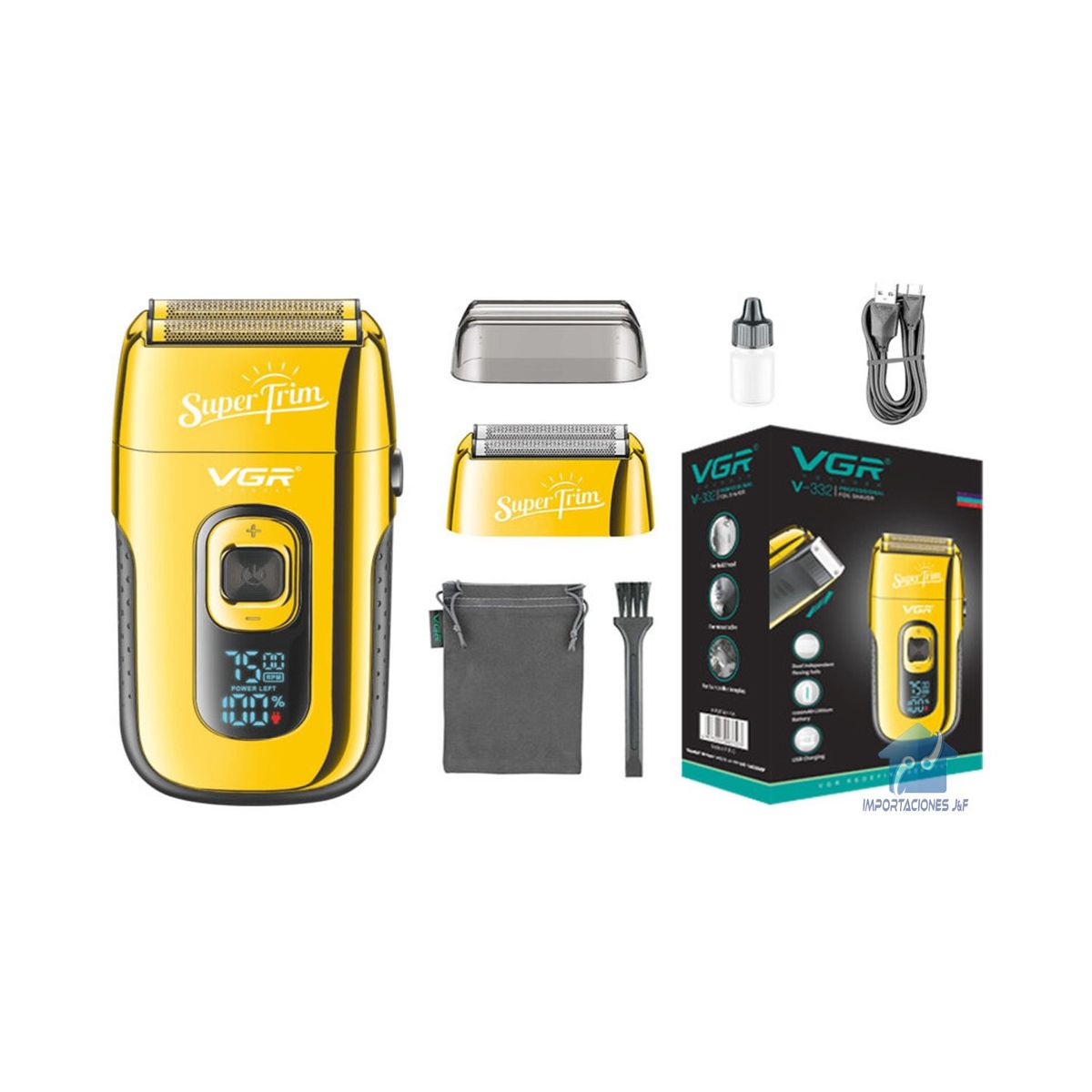 GENERICO - Afeitadora VGR V-332  Trimmer Barba 2en1 Usb  inalámbrica Dorado