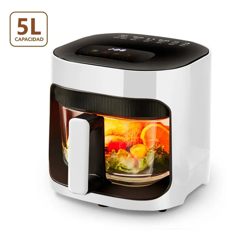 GENERICO - Freidora Aire Airfryer Digital 5L Moderna Sin Aceite 2400 W Blanco