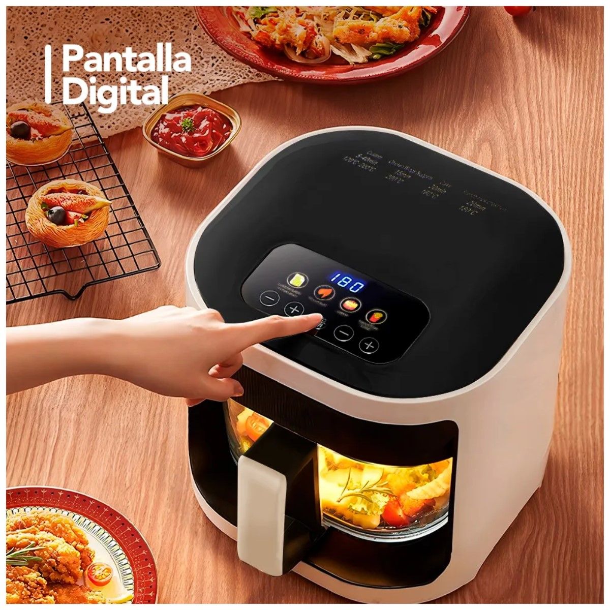 GENERICO - Freidora Aire Airfryer Digital 5L Moderna Sin Aceite 2400 W Blanco