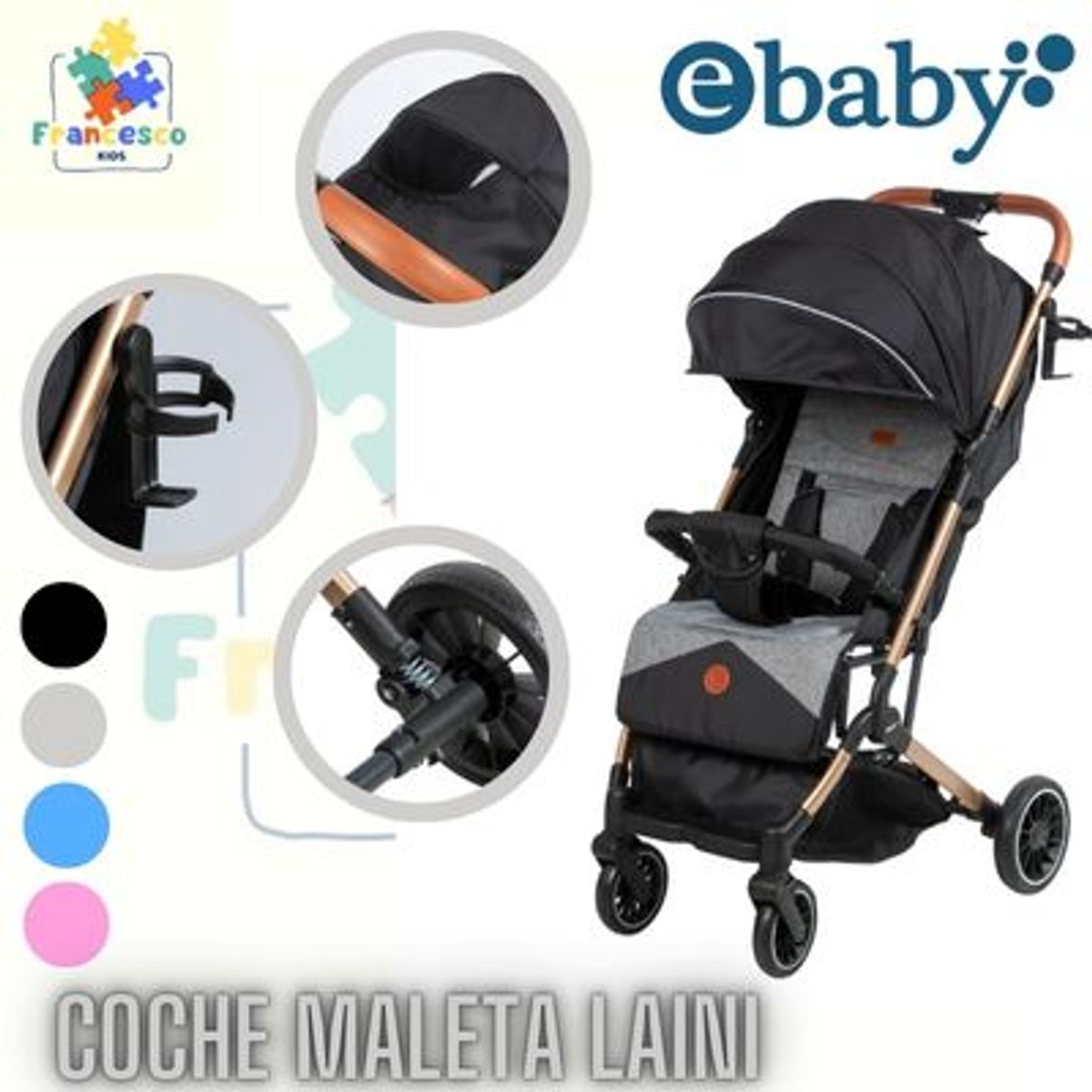 EBABY - COCHE MALETA LAINI - NEGRO