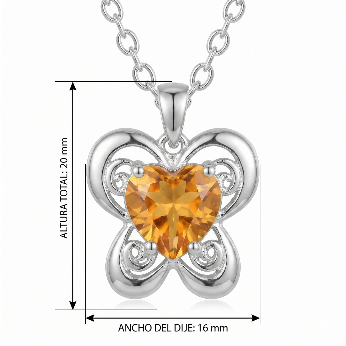 KARMY - Collar Mujer Mariposa Corazón Champagne Regalo Mamá Plata