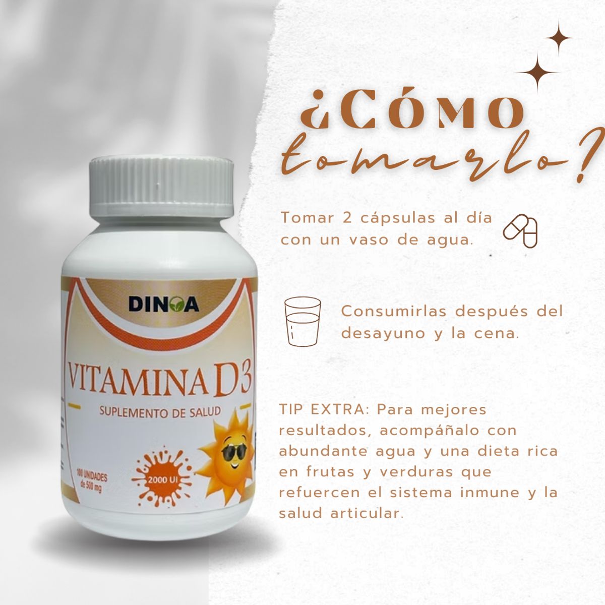 DINOA - Vitamina D3 Cápsula x 100 Dinoa - Salud Ósea