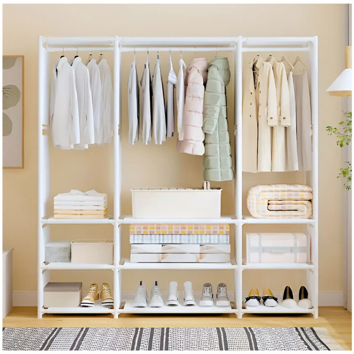 MINARI - Ropero Armario Closet Perchero Organizador de Ropa 3 Cuerpos NG CP90