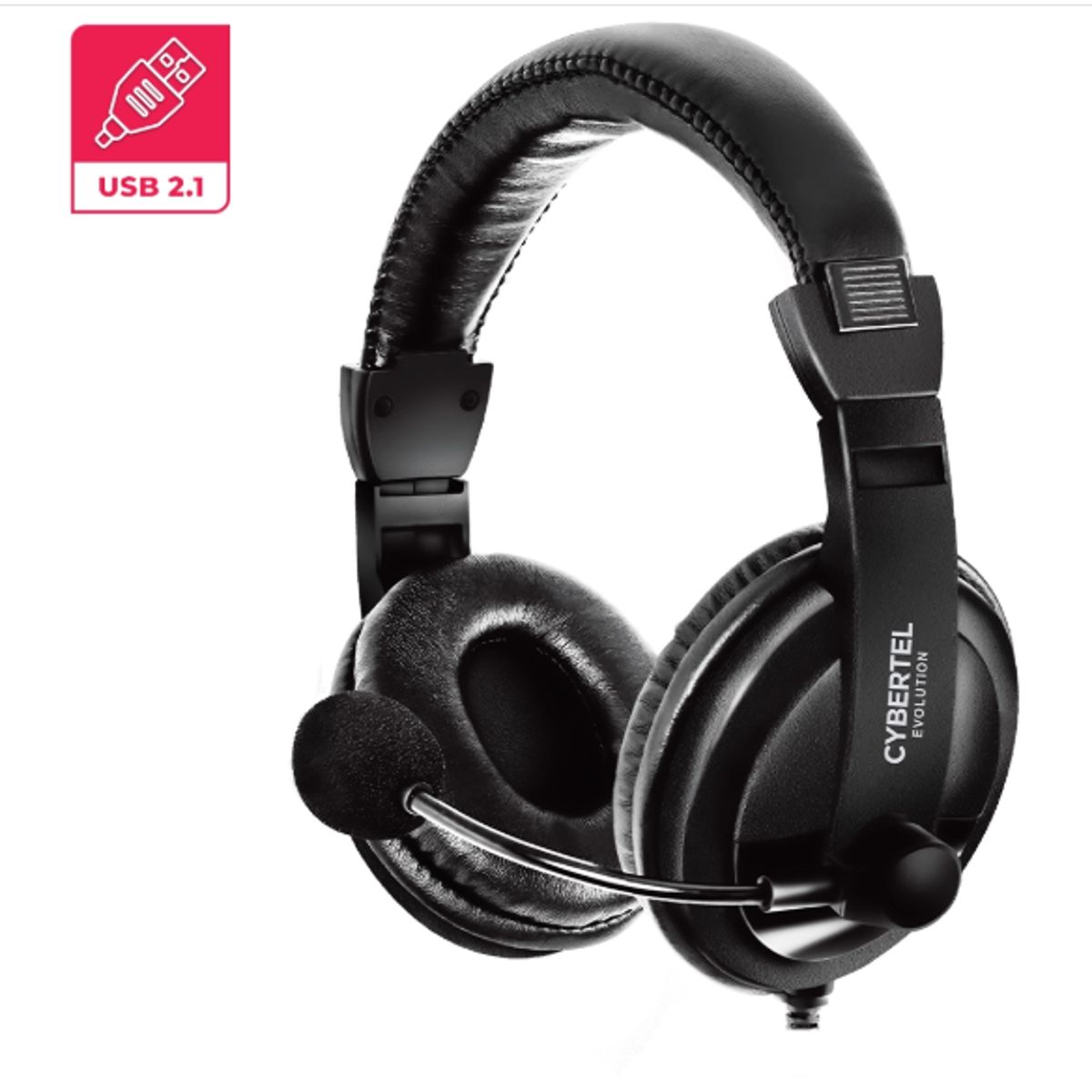 CYBERTEL - Audífonos con Micrófono EVOLUTION CYB H300 USB Cable Nylon CYBERTEL