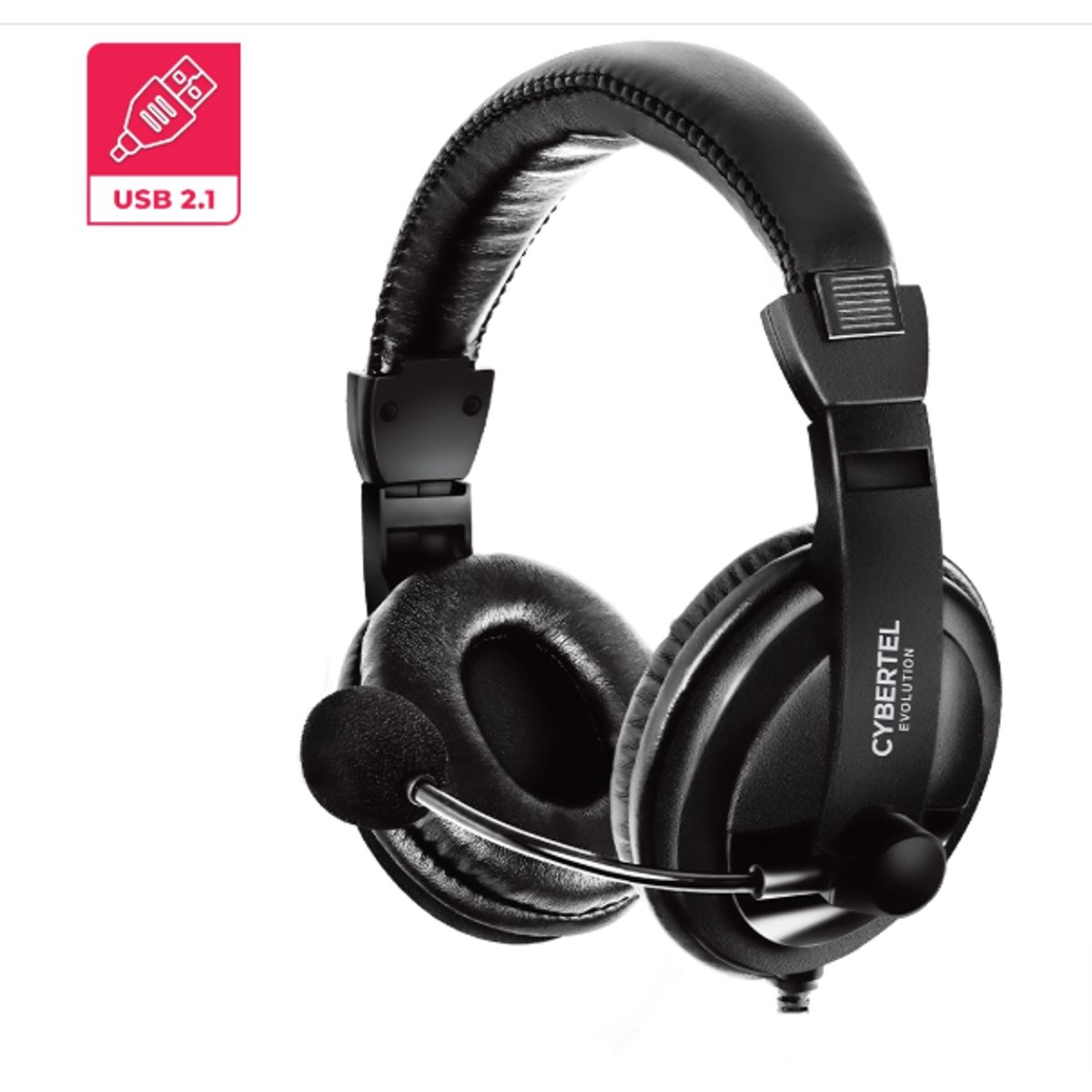 CYBERTEL - Audífonos con Micrófono EVOLUTION CYB H300 USB Cable Nylon CYBERTEL