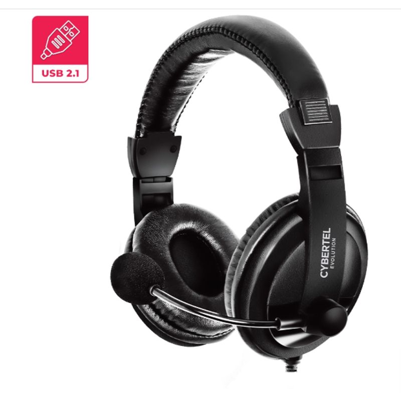 CYBERTEL - Audífonos con Micrófono EVOLUTION CYB H300 USB Cable Nylon CYBERTEL
