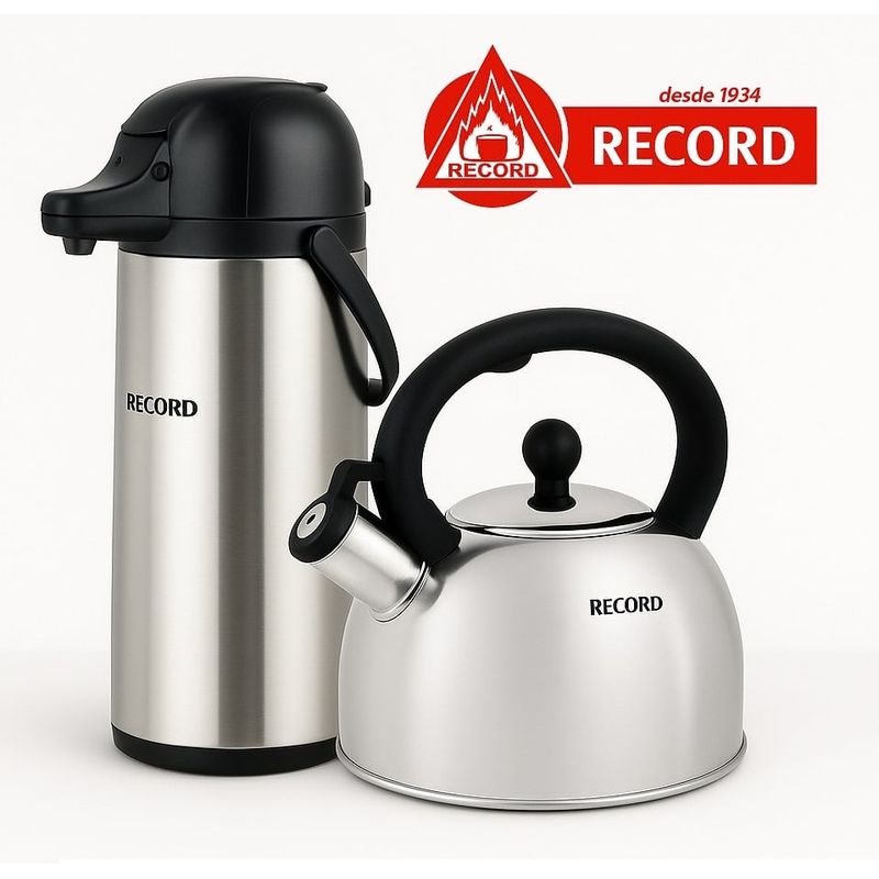 RECORD - Combo Tetera Acero Inoxidable  y Termo Sifón RECORD