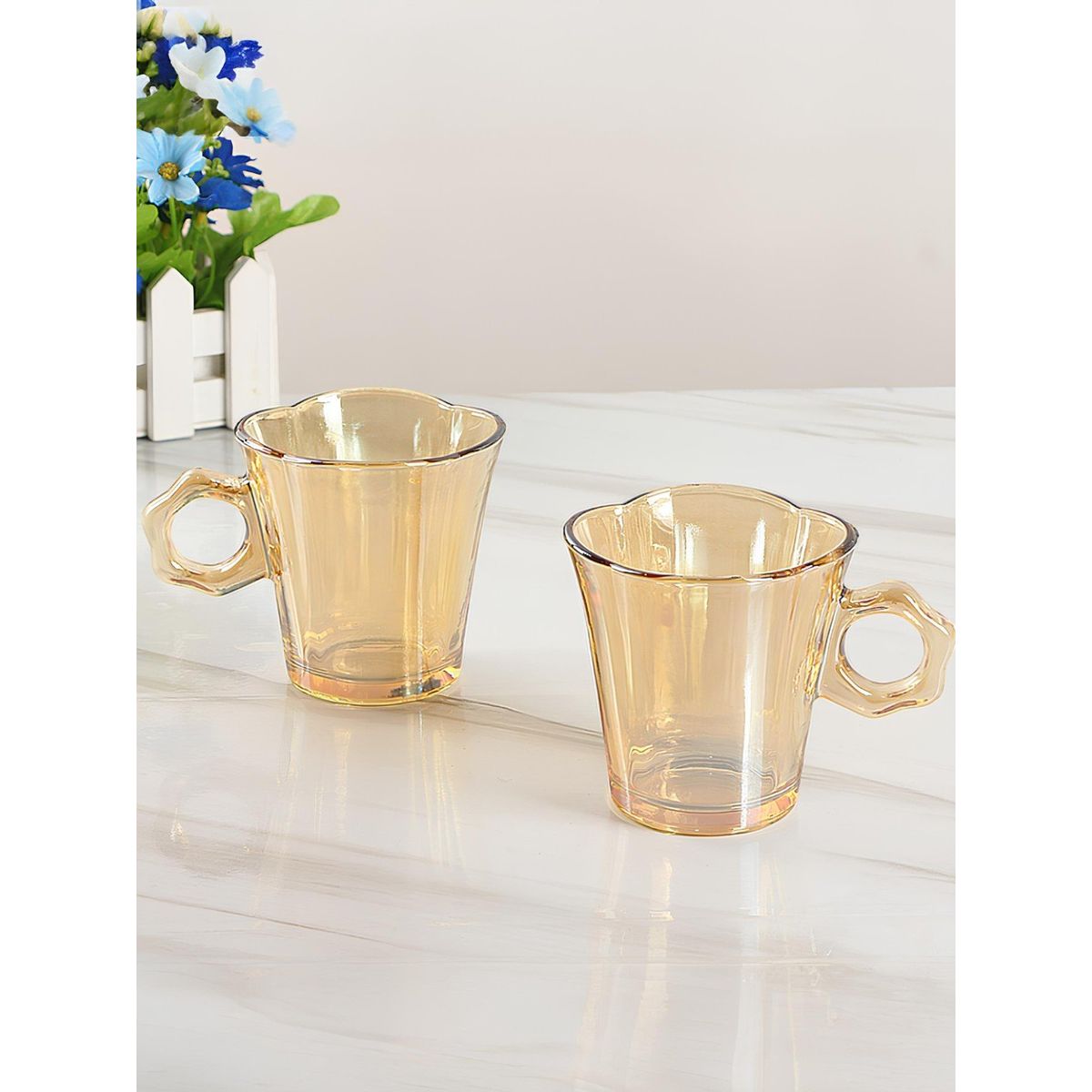 GENERICO - Set de 6 Tazas de Vidrio Ámbar – 280 ml / 9.47 oz