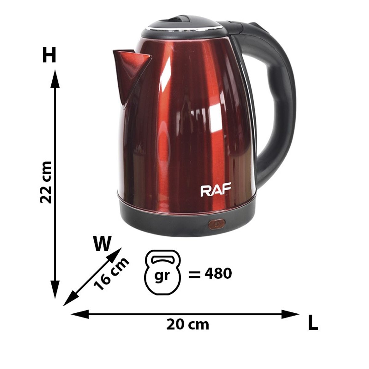 RAFF - HERVIDOR ELÉCTRICO RAF CON APAGADO AUTOMÁTICO - ROJO
