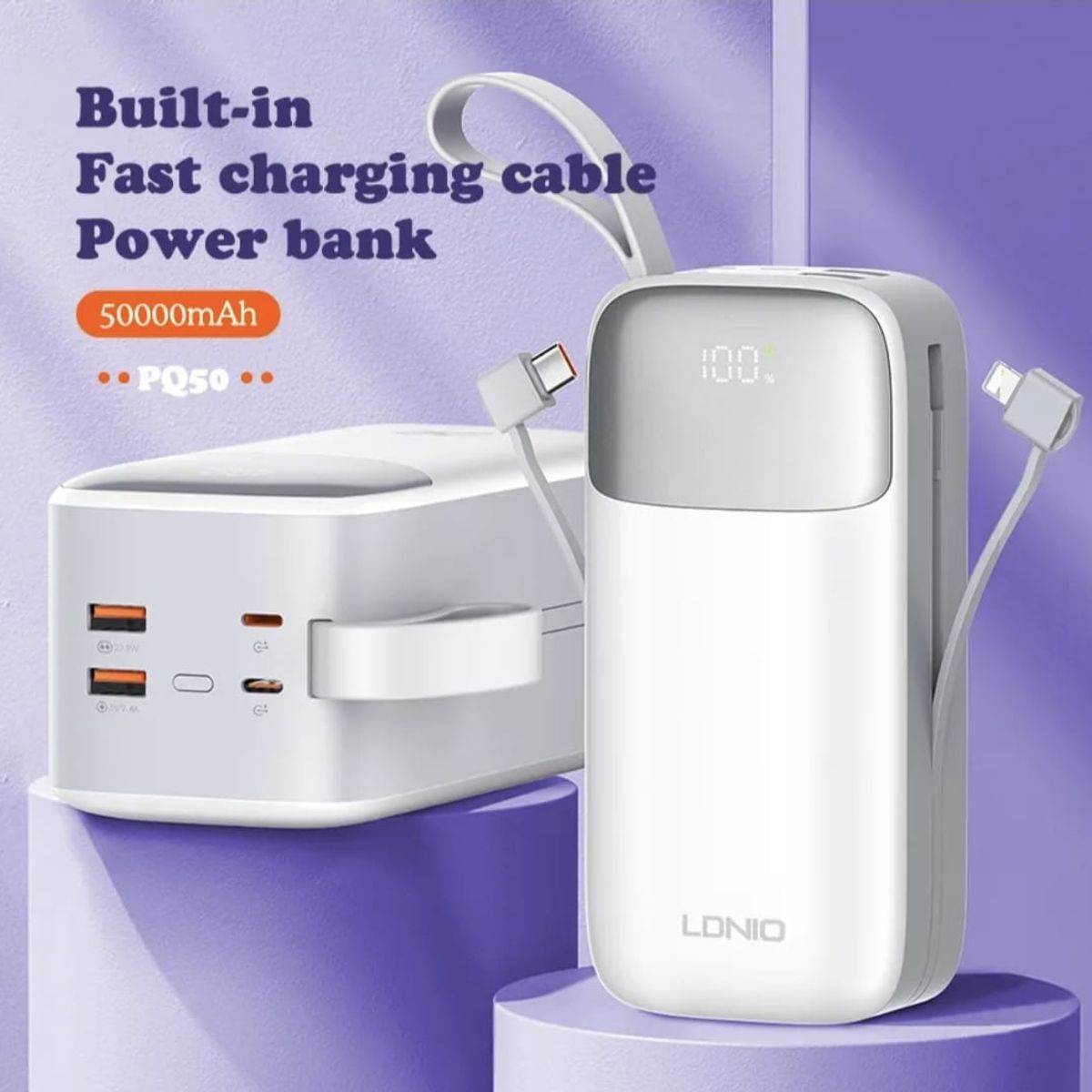 LDNIO - Power bank Carga Rápida 50000 mAh PQ50 LDNIO