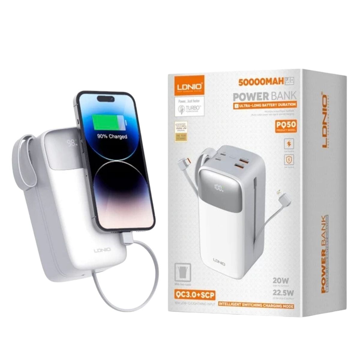 LDNIO - Power bank Carga Rápida 50000 mAh PQ50 LDNIO