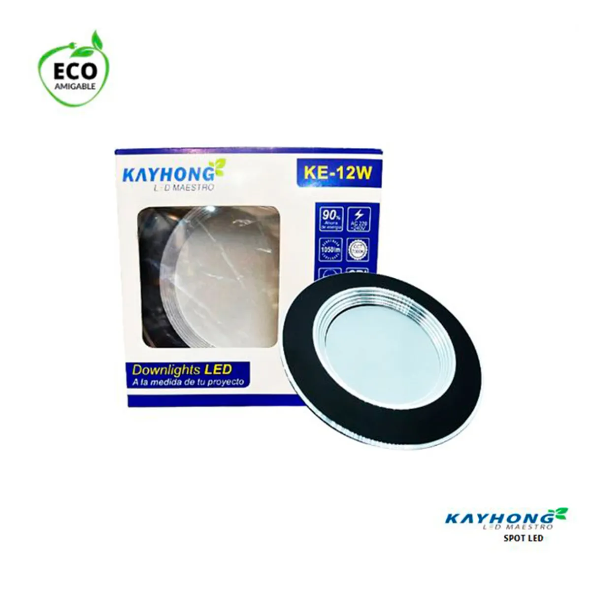 GENERICO - Spot Led 12W  Luz Blanca Base Negro