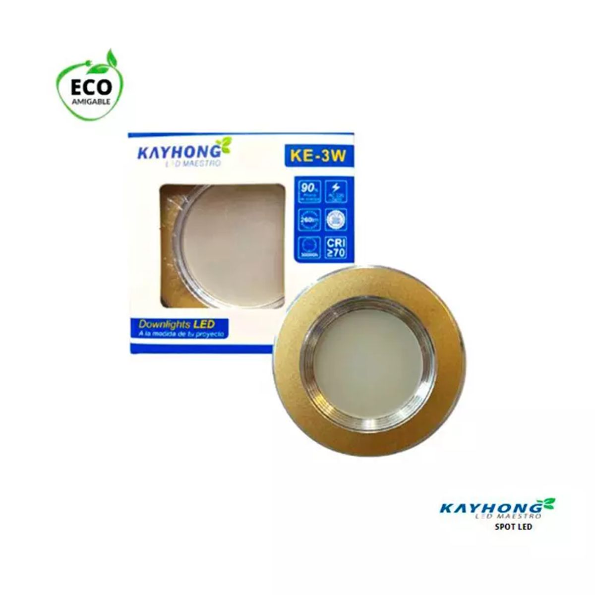 GENERICO - Spot Led Tricolor 3W  Base Dorado