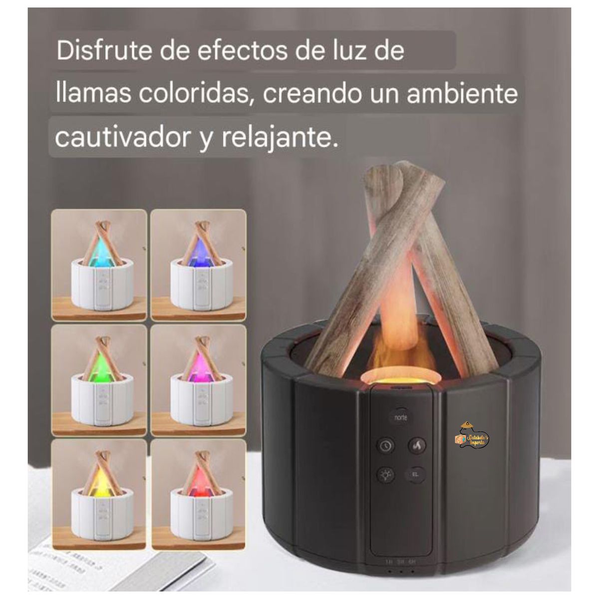 NICE - Humidificador Aromaterapia y Difusor FOGATA  Control Remoto / NEGRO