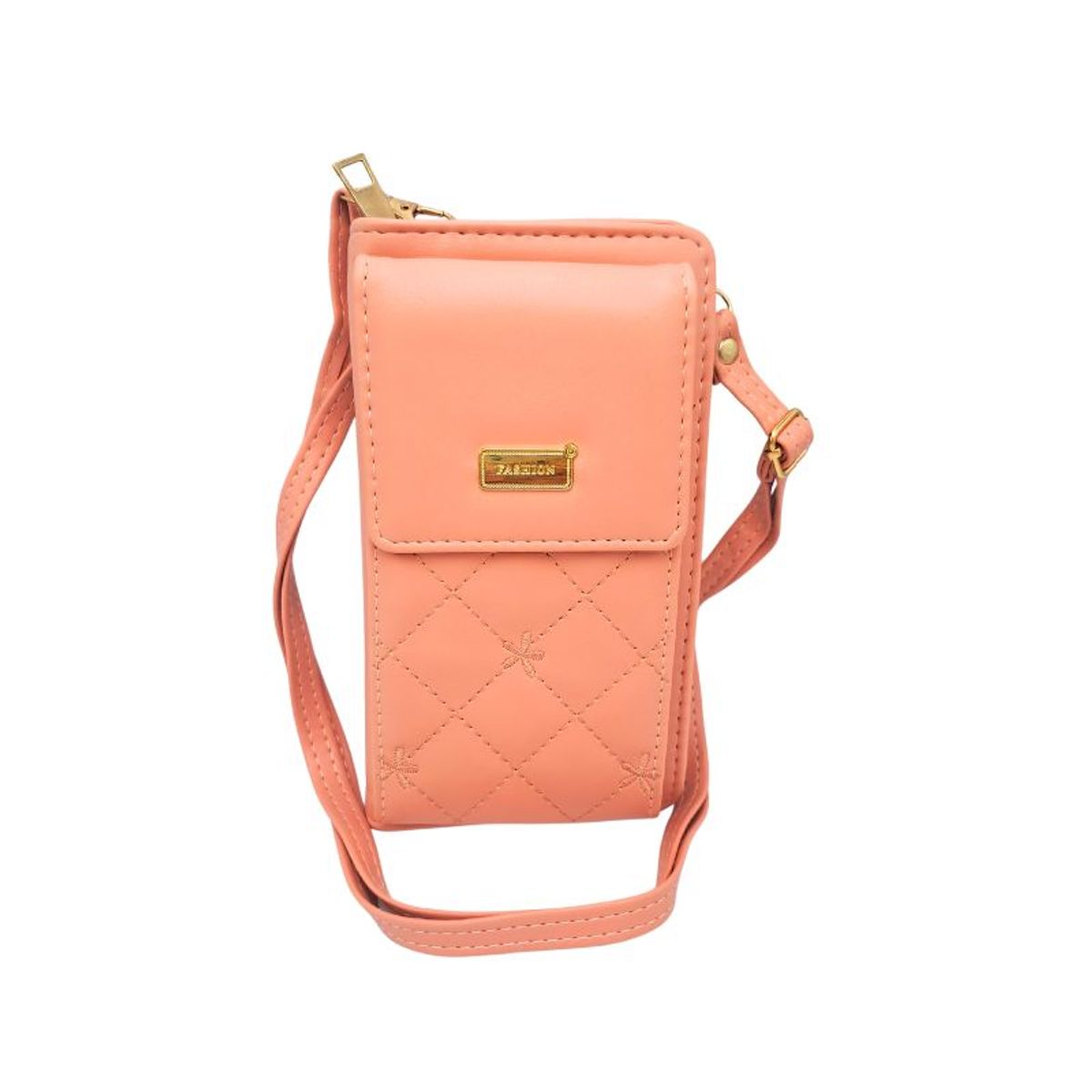 GENERICO - Bolso Cruzado Acolchado para Teléfono Diseño Floreado Marrón Claro