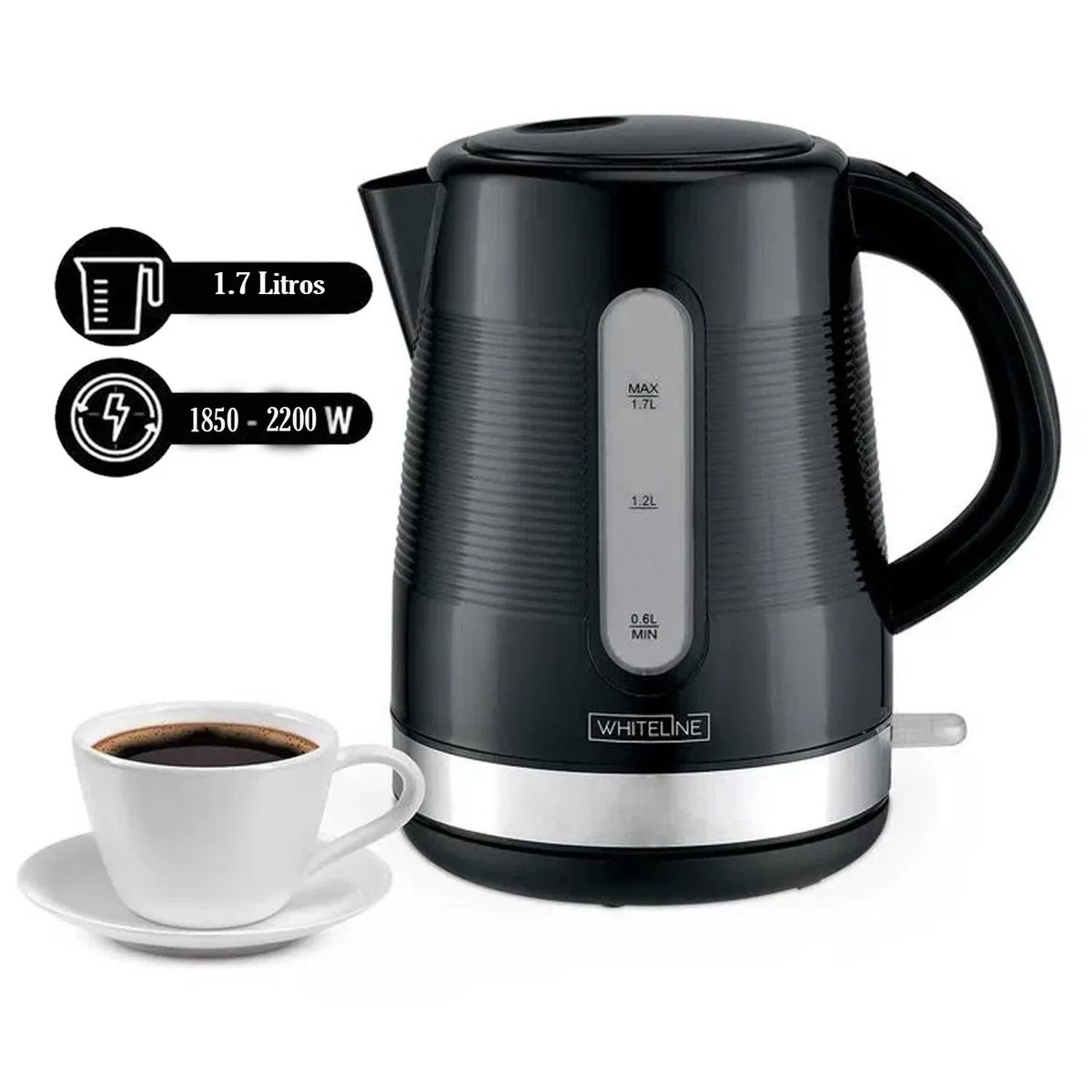 WHITELINE - Hervidor Eléctrico de 1.7 LT WHITELINE Negro