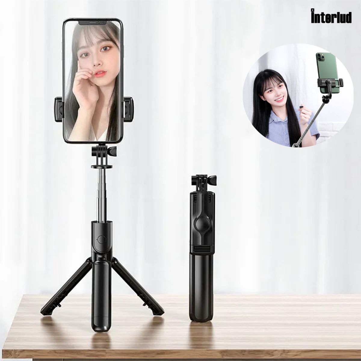 INTERLUD - Trípode Selfie Con Soporte y Control Bluetooth APC230013 Interlud