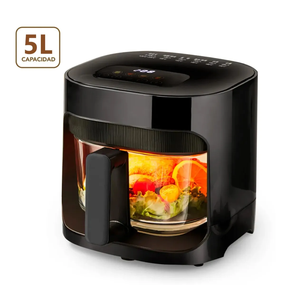 GENERICO - Freidora Aire Airfryer Digital 5L Moderna Sin Aceite 2400W Negro