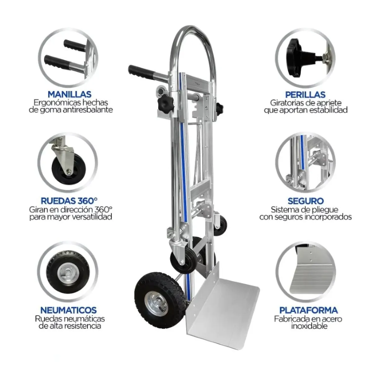 GENERICO - Carro De Carga 3 En 1 de 350 Kg Plegable con Plataforma