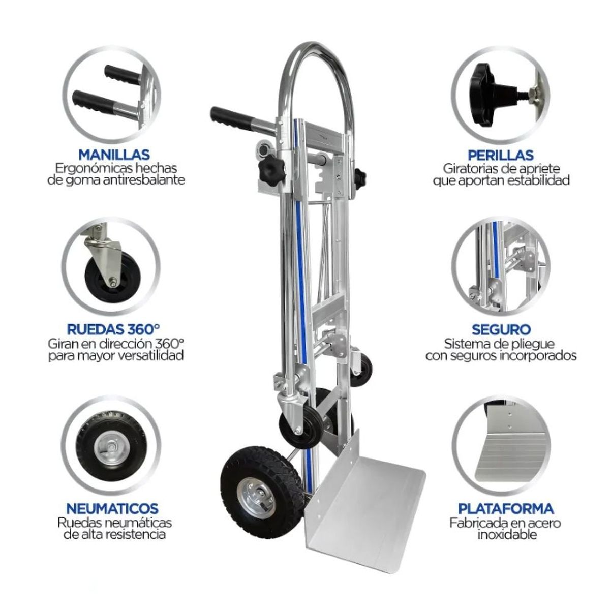 GENERICO - Carro De Carga 3 En 1 de 350 Kg Plegable con Plataforma