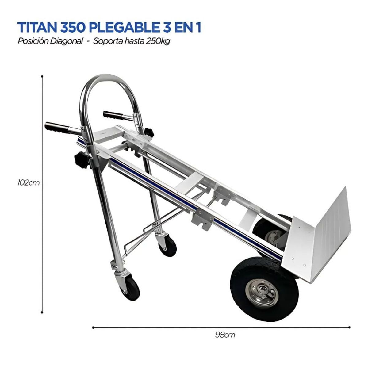 GENERICO - Carro De Carga 3 En 1 de 350 Kg Plegable con Plataforma