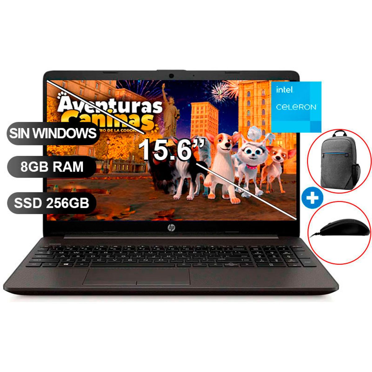 HP - Laptop HP 250 G9 CELERON N4500, 8GB RAM, 256GB SSD, 15.6", SIN WINDOWS (A12FJLA)