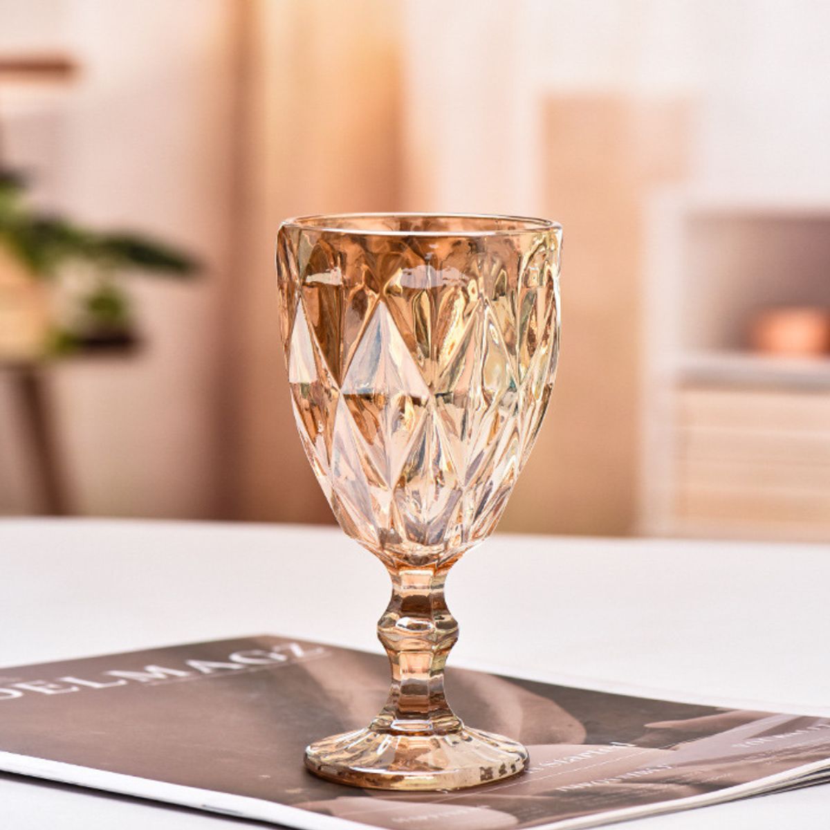 GENERICO - Set de copas labradas Aesthetic Doradas 330 ml