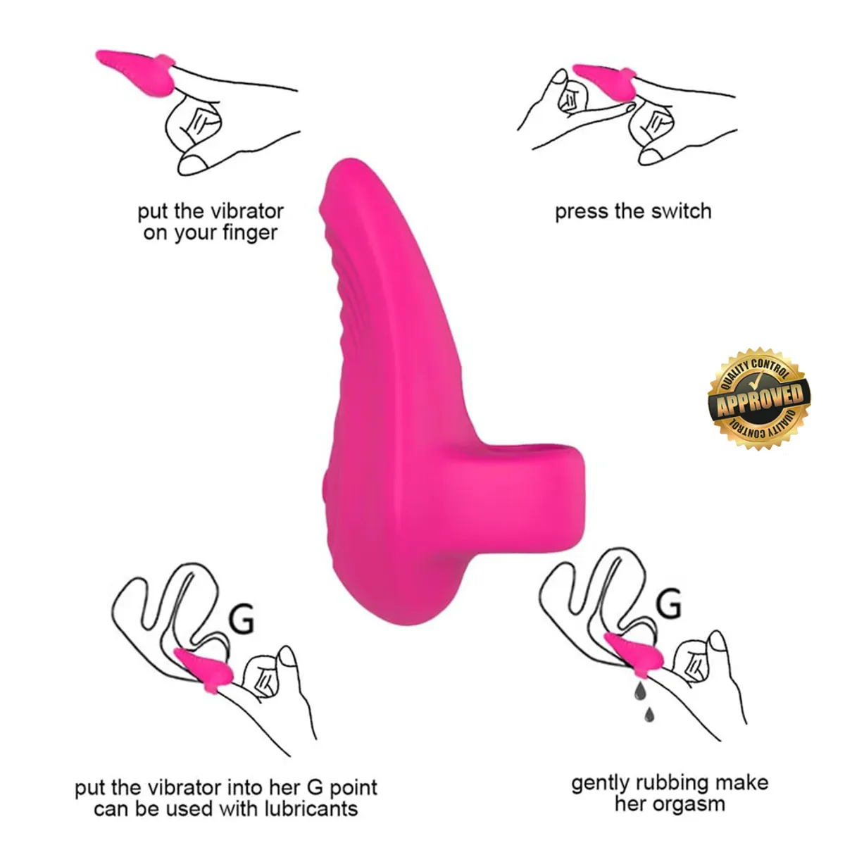 GENERICO - Anillo Vibrador Clitoris Para Dedo Dedal Silicona SSP340005