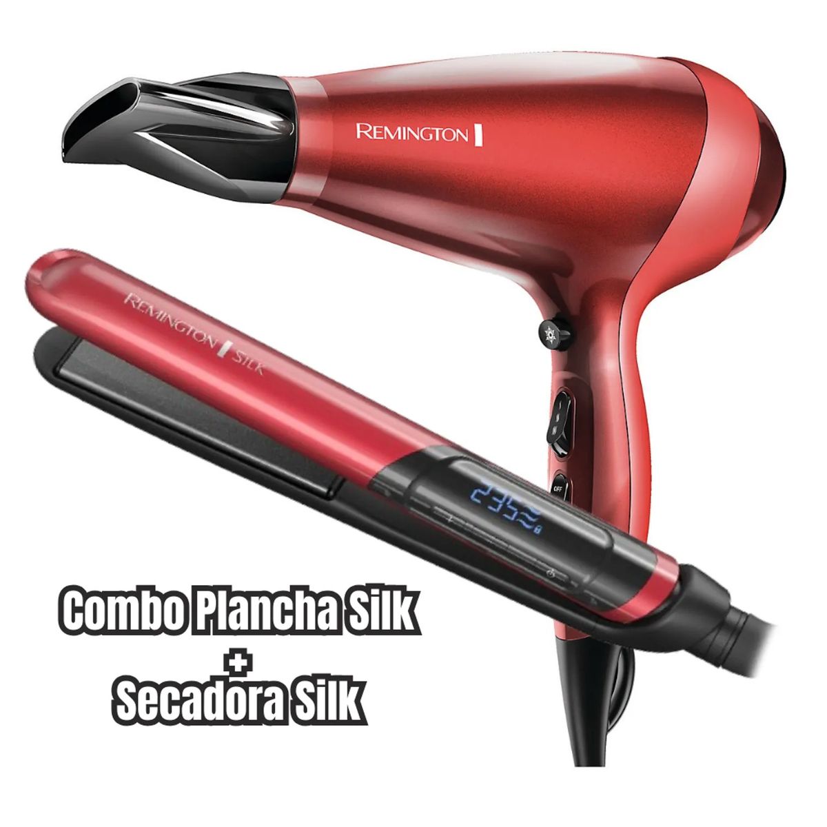 REMINGTON - Combo Remington Silk Profesional Alisadora S9600 y Secador AC9096 Rojo
